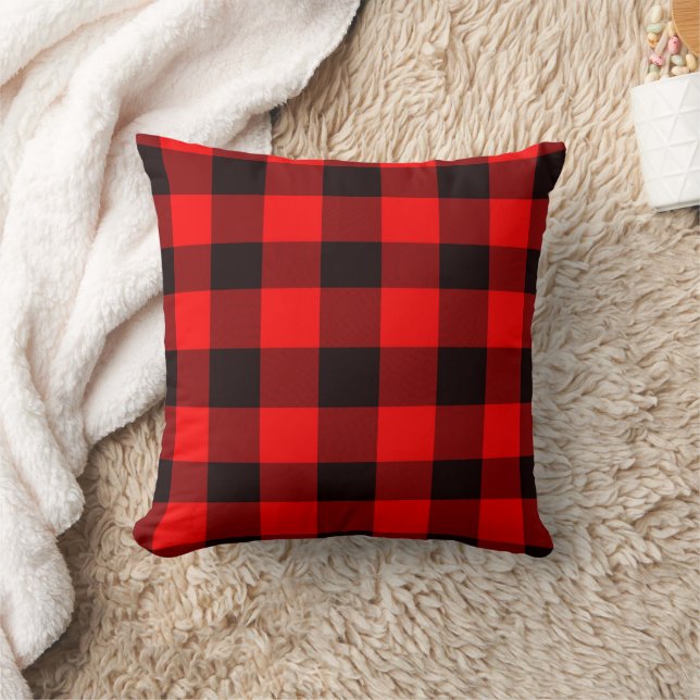 Coussin Plaid rouge et blanc (Couverture)