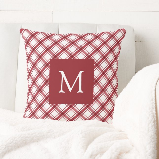 Coussin Plaid rouge et blanc (Red and White Plaid Throw Pillow
)