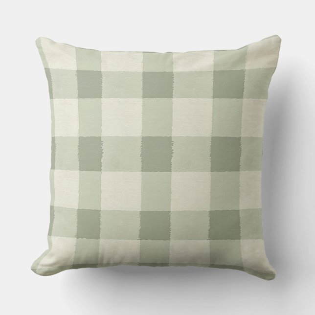 Coussin Plaid vert et blanc (Recto)