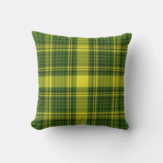 Coussin Plaid vert et jaune (Recto)