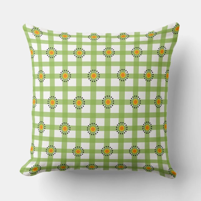 Coussin Plaid vert orange moderne (Recto)