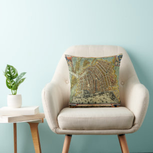 Coussin Plan antique de la rue d'Amsterdam, Pays-Bas