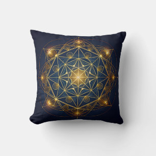 Coussin Plan Bleu Doré Cosmique