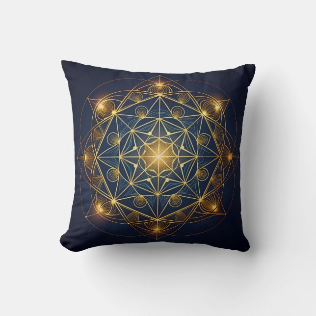 Coussin Plan Bleu Doré Cosmique (Recto)