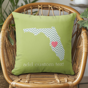 Coussin Plan de l'État de Floride avec cœur personnalisé e