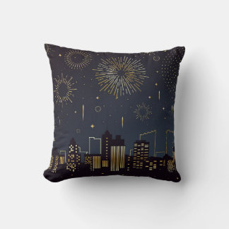 Coussin Plan du paysage avec feux d'artifice