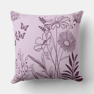 Coussin Plan Fleurs Et Papillons Esthétiques