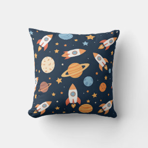 Coussin Planètes Fusées Espace Motif Mignon