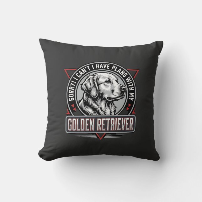 Coussin Plans de Retriever doré Conception de badge de chi (Recto)