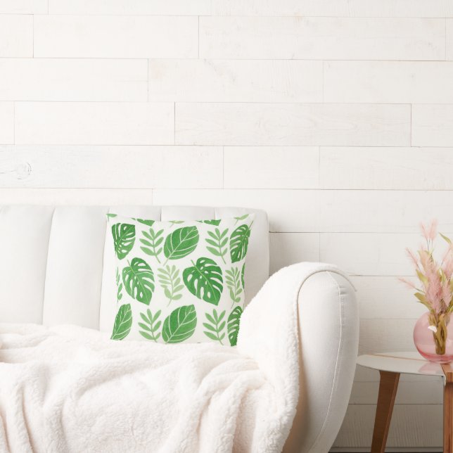 Coussin Plante d'aquarelle verte feuilles lumineux et joli (Canapé)