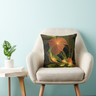 Coussin Plante de fantaisie Abstraite Vert Rouille Marron