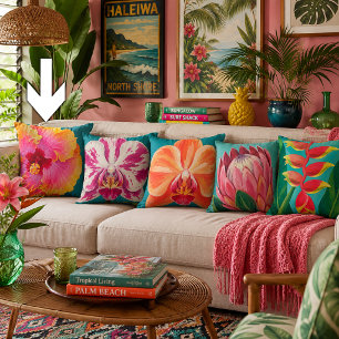 Coussin Plante de fleurs tropicales