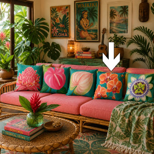 Coussin Plante de fleurs tropicales