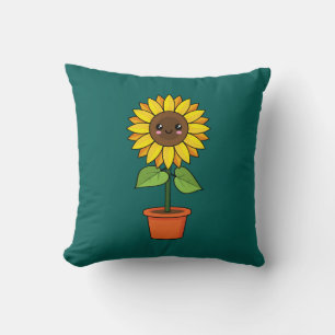 Coussin Plante de tournesol Kawaii dans un pot