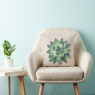 Coussin Plante moderne vert Succulent sur beige clair