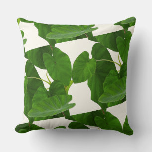 Coussin Plante tropicale feuilles vertes sur ivoire