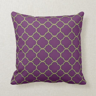 Coussin Plante violette et dorée Plaine profonde Quatrefoi