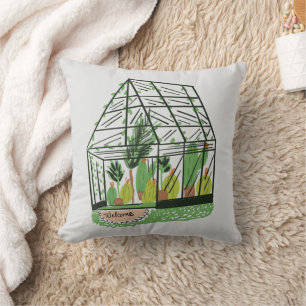 Coussin Plantes de cactus botaniques de la maison verte Ar