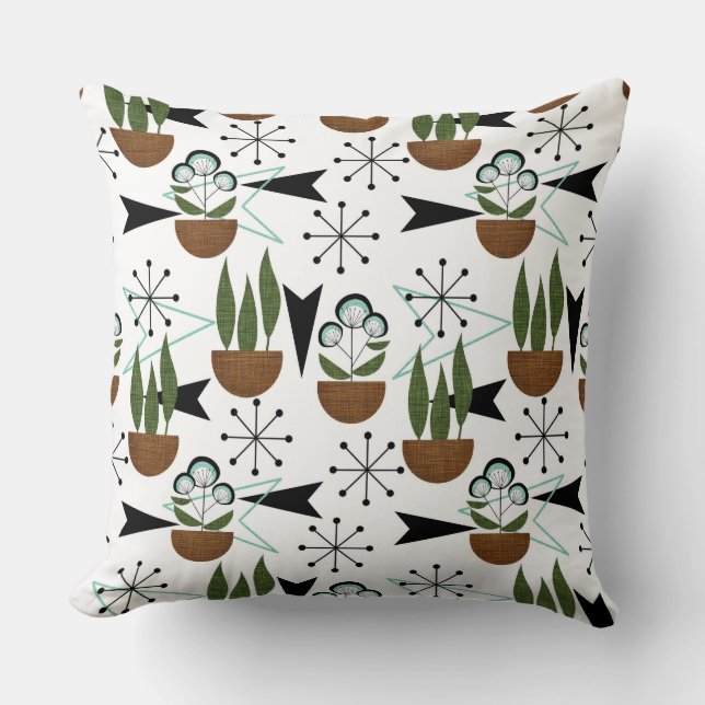 Coussin Plantes de maison moderne du milieu du siècle | at (Recto)