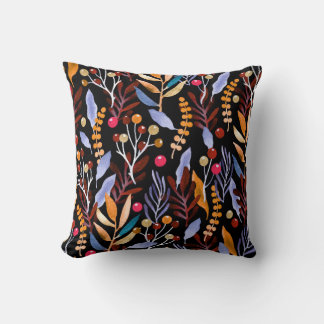 Coussin Plantes décoratifs, herbes, baies et feuilles. Abs