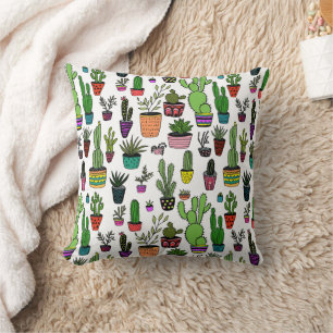 Coussin Plantes Pots Succulents Cactus Cute Motif brillant