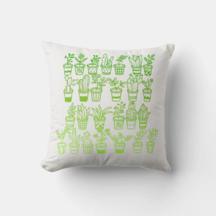 Coussin Plantes vert Doodle mignon dans les pots