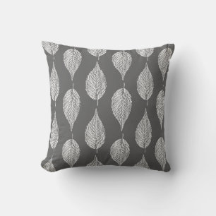 Coussin Plaque de hêtre en feuille d'impression, gris / gr