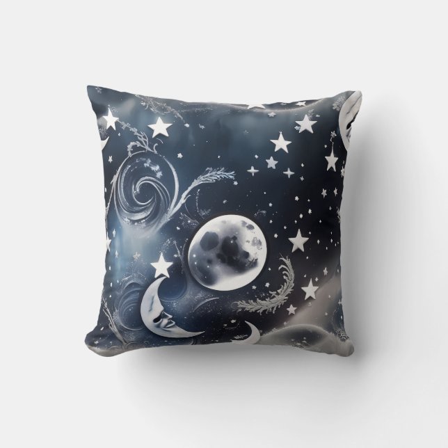 Coussin Platinum Silver Celestial Moon Pillow (Recto)