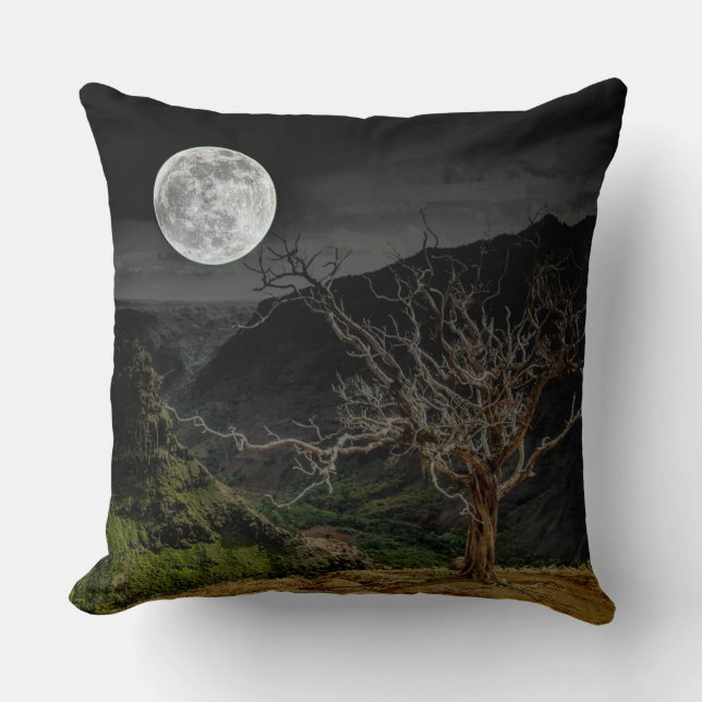 Coussin Pleine lune avec le carreau d'arbre par Julie (Recto)