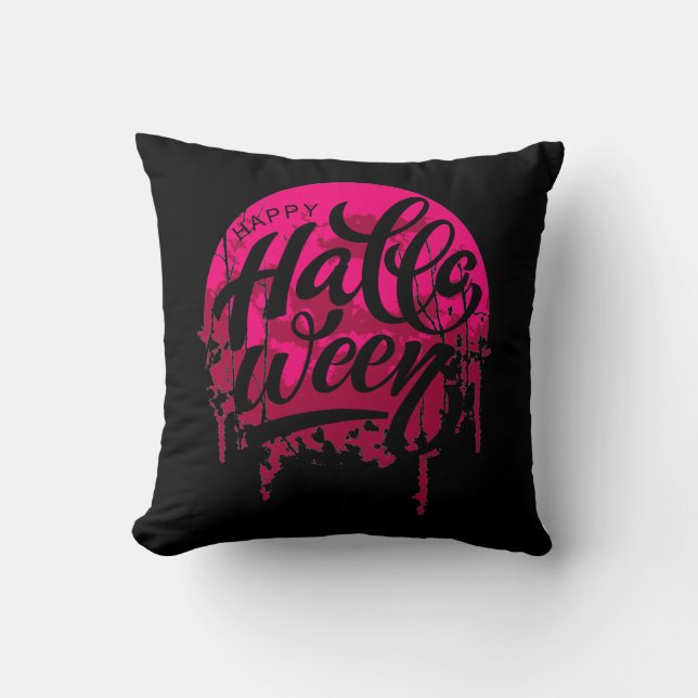 Coussin Pleine lune rouge Bonne nuit d'Halloween (Recto)