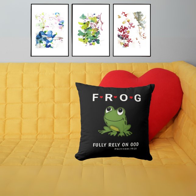 Coussin Pleinement confiance sur Dieu Coeurs de grenouille (Créateur téléchargé)