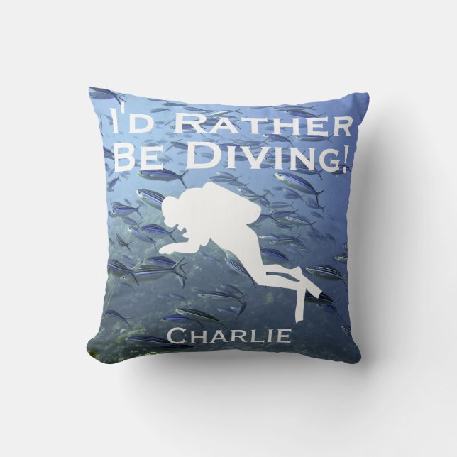 Coussin Plongeur Scuba Design "Je préfère Plonger" (Recto)