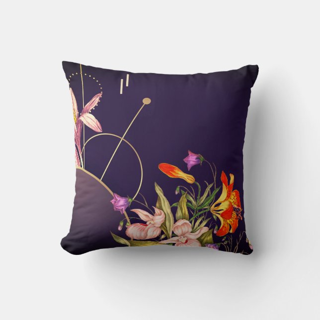 Coussin Plum d'aubergine Artistic Abstrait Botanique (Recto)