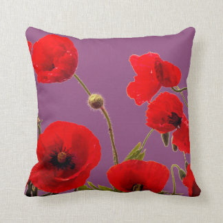 Coussin Plum de sucre Pink Pavot à feuilles rouges Pavot à