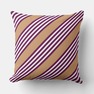 Coussin Plum et blanc cinq bandes motif avec bronzage