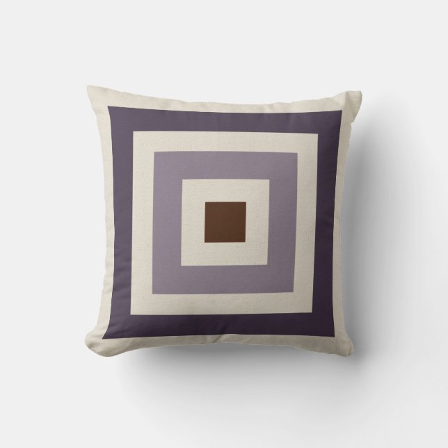 Coussin Plum mauve Carrés géométriques (Recto)