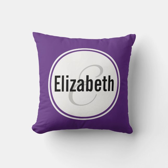 Coussin Plum pourpre Monogramme Nom Keepsaké Jeu d'oreille (Recto)