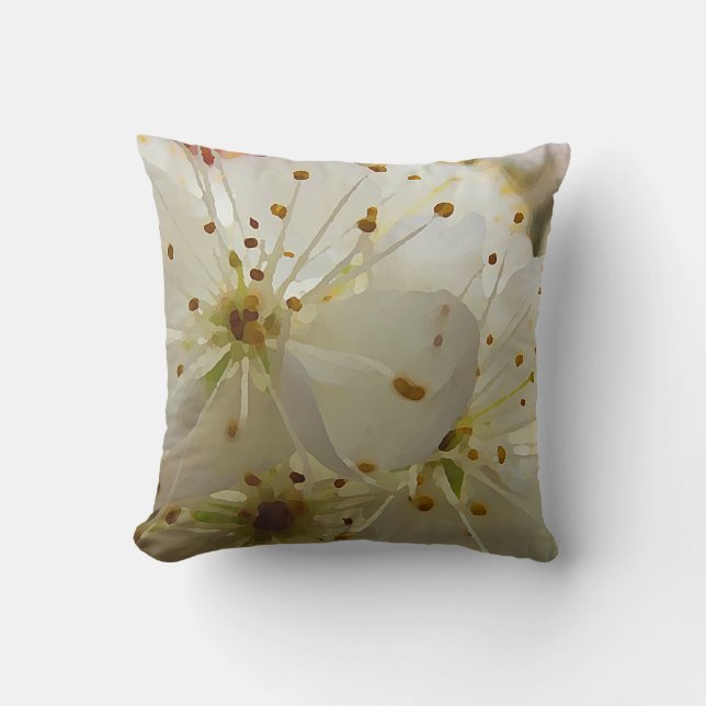 Coussin Plum sauvage à la peinture fleurit Art botanique (Recto)