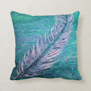 Coussin Plume Boho Teal et carreau pourpre