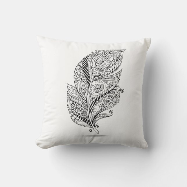 Coussin Plume tribale inspirée (Recto)