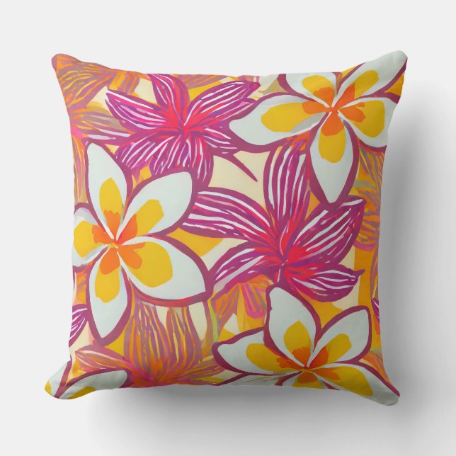 Coussin Plumeria tropicale Hawaii lancer l'oreiller (Recto)