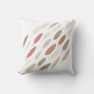 Coussin Plumes Bohème Rouille Taupe Motif Diagonal