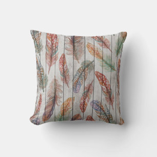 Coussin Plumes colorées, Aquarelle Design sans joint.