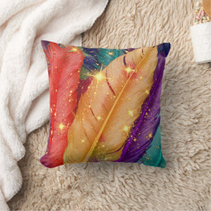Coussin Plumes colorées vives