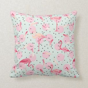 Coussin Plumes de Flamant rose sur le pois
