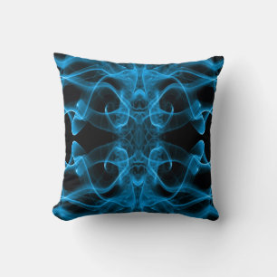 Coussin Plumes de fumée bleue sur noir