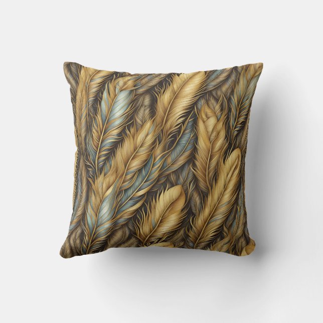 Coussin Plumes d'or Argent Art (Verso)