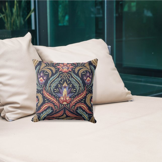 Coussin Plumes Feuilles Florales Faux Tapisserie multicolo (Créateur téléchargé)