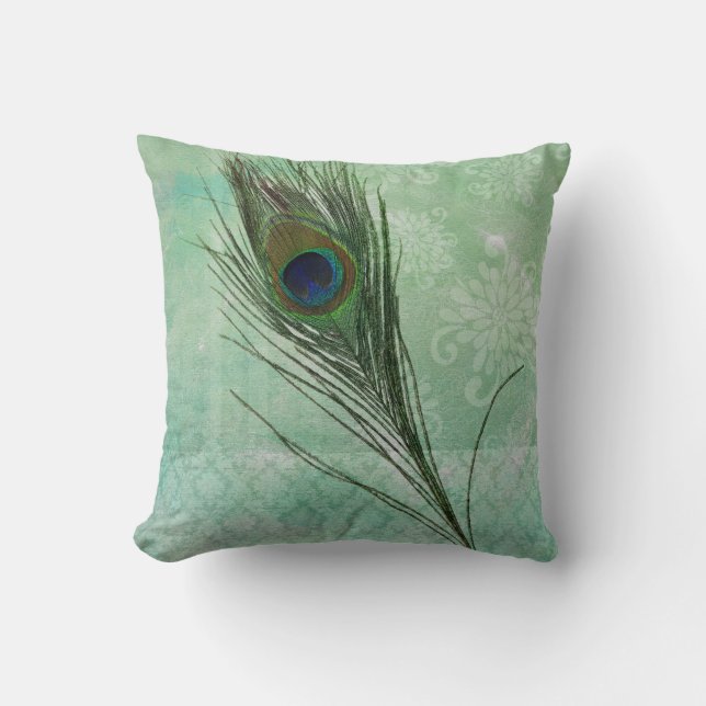 Coussin Plumes Peacock Mint (Recto)