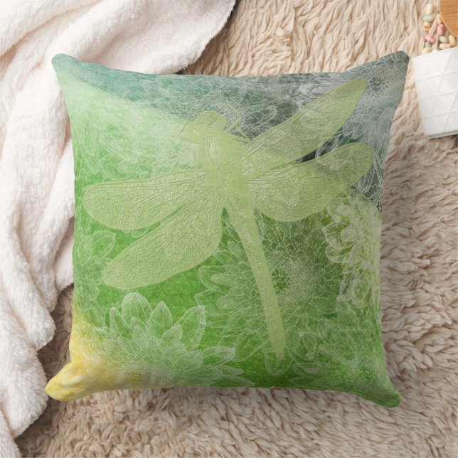 Coussin Plutôt Grandes Fleurs de libellules vertes (Couverture)